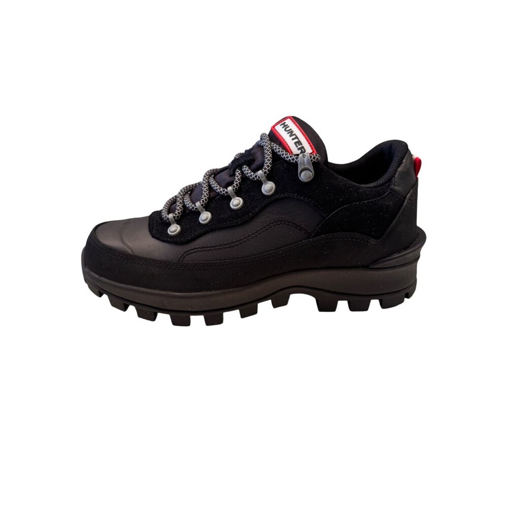 Hunter Explorer Leather Size 6 EU 37 Sneaker Black Lace Up NWOB Boots $138